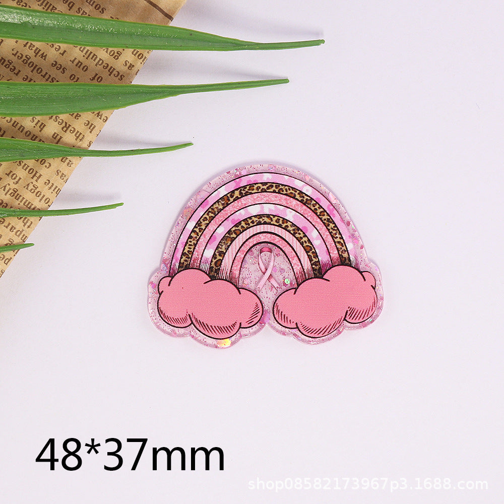Wholesale 10pcs Cartoon Letters Rainbow Bag Acrylic Cute Things DIY Accessories FlatBack